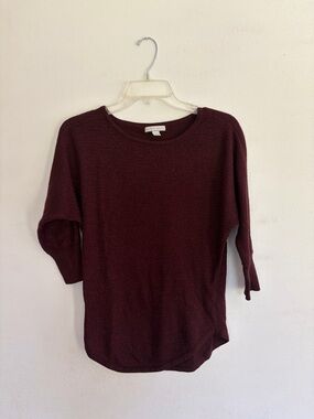 Cozy Maroon Knit Pullover Sweater Size S